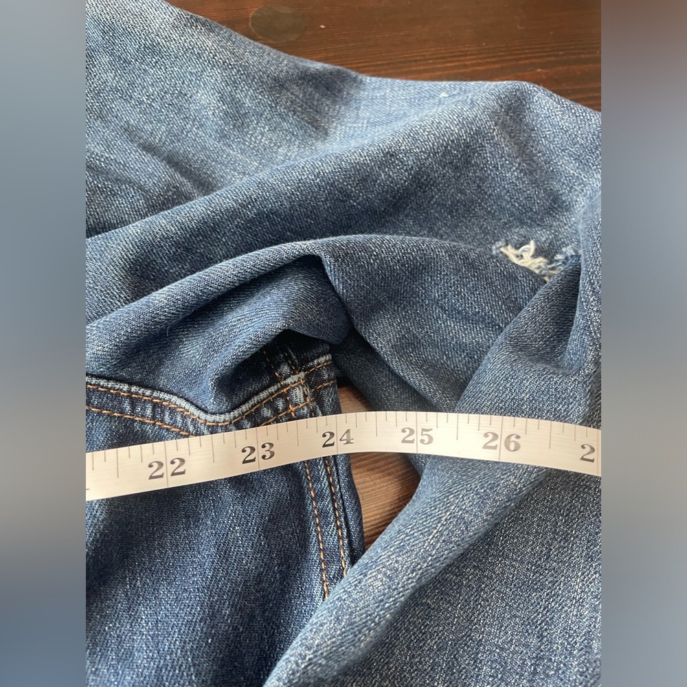 Orvis Women’s Heavy Denim Jean Trucker Jacket Distressed Front Button Size Large - Picture 6 of 9